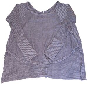 Free People Purple Waffle‎ Knit Oversized Bell Sleeve Tunic Top Women's Medium